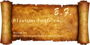 Blistyan Fedóra névjegykártya
